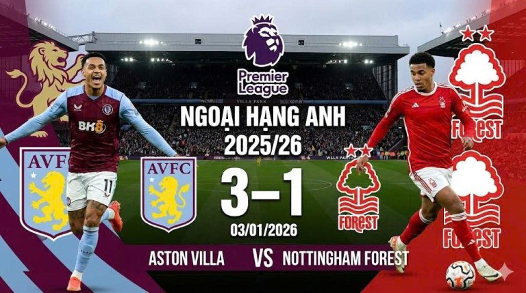 Ngoại hạng Anh – Aston Villa 3–1 Nottingham Forest