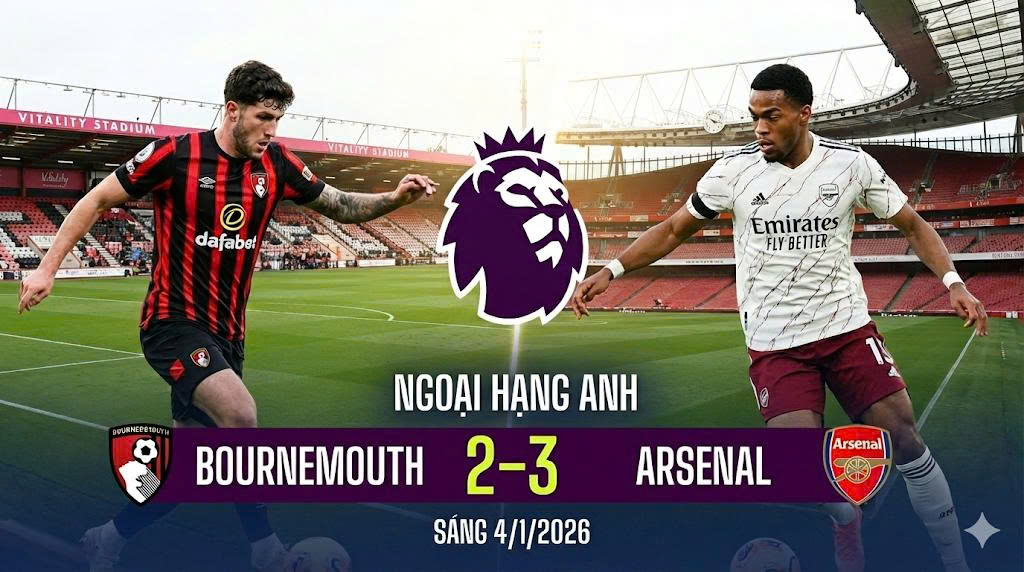 Ngoại hạng Anh – Bournemouth 2–3 Arsenal: Bản lĩnh ngược dòng của đội khách