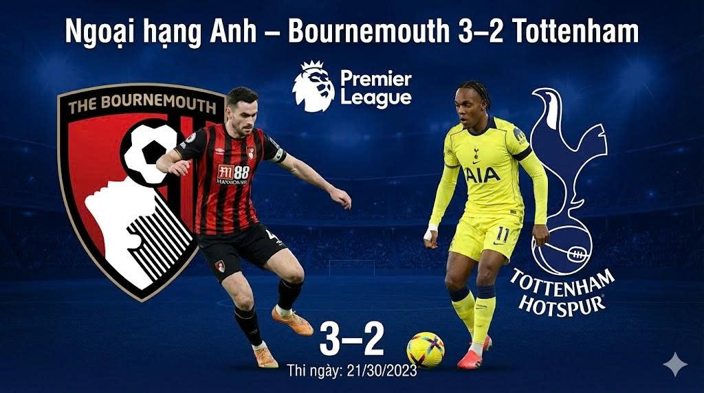 Bournemouth 3–2 Tottenham: Vitality Stadium bùng nổ trong màn rượt đuổi nghẹt thở