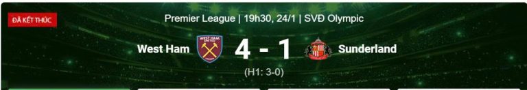 West Ham – Sunderland: Bàn Thắng Bị Từ Chối Gây Tranh Cãi