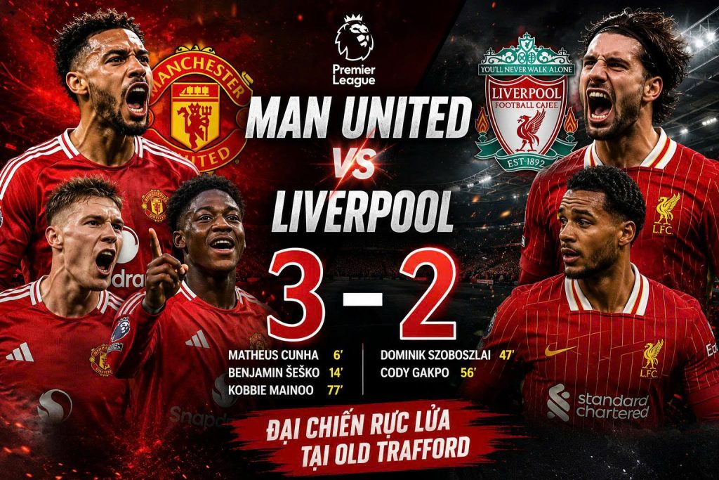 Manchester United 3–2 Liverpool: Old Trafford bùng nổ trong trận đại chiến giàu cảm xúc